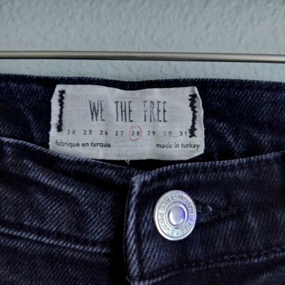 WE THE FREE High Rise Moms jean distress Frayed Jeggings skinny Black Jeans| 28 - Picture 5 of 8